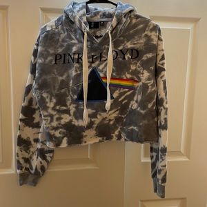 Bleached Pink Floyd crop top hoodie M